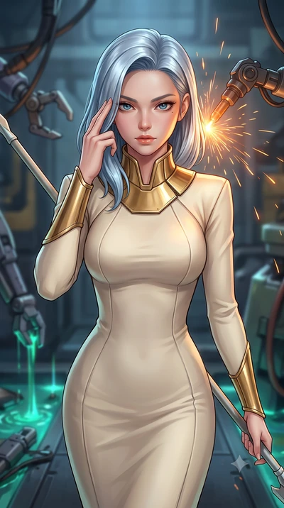 score_9, masterpiece, best quality, ultra-detailed, high-budget anime keyframe, editorial fashion photography, tasteful artistic composition, Korean woman. close-up cowboy shot from the waist and thighs up, the character dominates the composition, fi