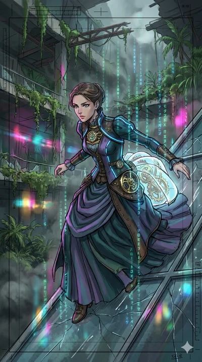 score_9, masterpiece, best quality, ultra-detailed, Set A: High-budget Anime Keyframe, Caucasian (human ears) woman. Upper body close-up from the thighs up, character filling the screen for maximum presence. Theme: Ethereal Dream. sliding down a glas