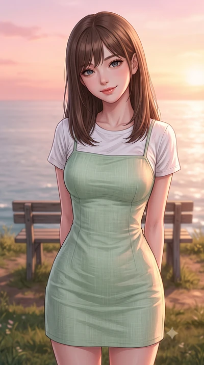 score_9, masterpiece, best quality, ultra-detailed, high-budget anime keyframe, editorial fashion photography, tasteful artistic composition, Korean woman woman. close-up cowboy shot from the waist and thighs up, the character dominates the compositi