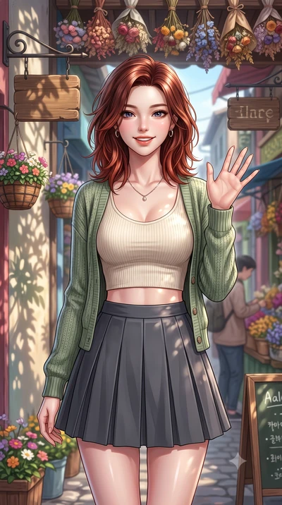 score_9, masterpiece, best quality, ultra-detailed, high-budget anime keyframe, editorial fashion photography, tasteful artistic composition, Korean woman. close-up cowboy shot from the waist and thighs up, the character dominates the composition, fi