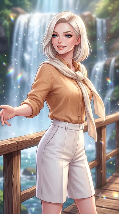 score_9, masterpiece, best quality, ultra-detailed, high-budget anime keyframe, semi-realistic 3D game render, editorial fashion photography, tasteful artistic composition, Caucasian woman. close-up cowboy shot from the waist and thighs up, the chara