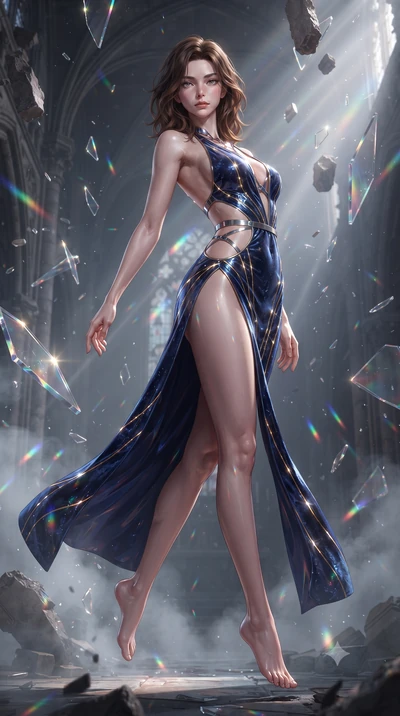 score_9, masterpiece, best quality, ultra-detailed, high-budget anime keyframe, editorial fashion photography, tasteful artistic composition, Korean woman. low angle full-body shot from head to toe showing her feet, filling the entire 9:16 vertical f