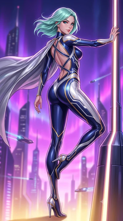 score_9, masterpiece, best quality, ultra-detailed, high-budget anime keyframe, editorial fashion photography, tasteful artistic composition, Japanese woman. low angle full-body shot from head to toe showing her feet, filling the entire 9:16 vertical