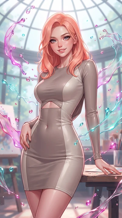 score_9, masterpiece, best quality, ultra-detailed, high-budget anime keyframe, editorial fashion photography, tasteful artistic composition, Japanese woman. close-up cowboy shot from the waist and thighs up, the character dominates the composition, 
