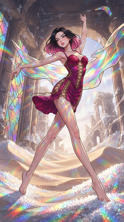 score_9, masterpiece, best quality, ultra-detailed, high-budget anime keyframe, gorgeous anime illustration, with clean line-art and distinct ink outlines, Korean woman. low angle full-body shot from head to toe showing her feet, filling the entire 9