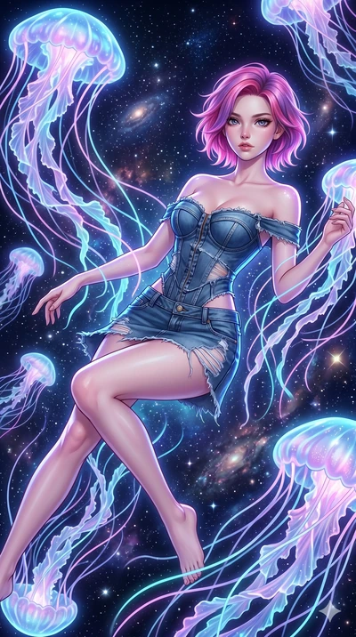 score_9, masterpiece, best quality, ultra-detailed, high-budget anime keyframe, Caucasian woman, strictly human ears. upper body close-up from the thighs up, character filling the screen for maximum presence. swirling gracefully among the glowing rib