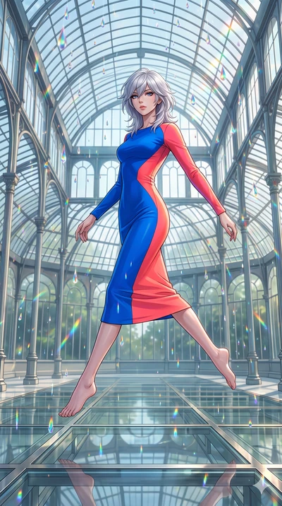 score_9, masterpiece, best quality, ultra-detailed, high-budget anime keyframe, editorial fashion photography, tasteful artistic composition, Japanese woman. low angle full-body shot from head to toe showing her feet, filling the entire 9:16 vertical