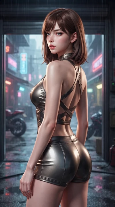 score_9, masterpiece, best quality, ultra-detailed, high-budget anime keyframe, editorial fashion photography, tasteful artistic composition, Korean woman. close-up cowboy shot from the waist and thighs up, the character dominates the composition, fi