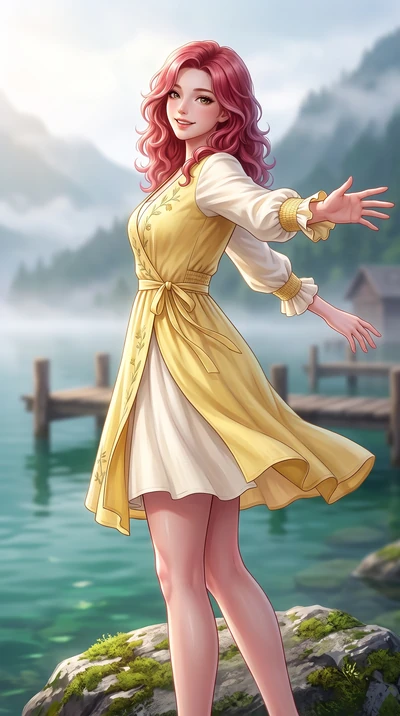 score_9, masterpiece, best quality, ultra-detailed, high-budget anime keyframe, semi-realistic 3D game render, editorial fashion photography, tasteful artistic composition, Caucasian woman. close-up cowboy shot from the waist and thighs up, the chara