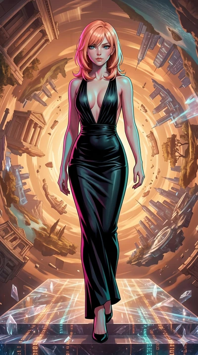 score_9, masterpiece, best quality, ultra-detailed, high-budget anime keyframe, editorial fashion photography, tasteful artistic composition, Japanese woman. low angle full-body shot from head to toe showing her feet, filling the entire 9:16 vertical