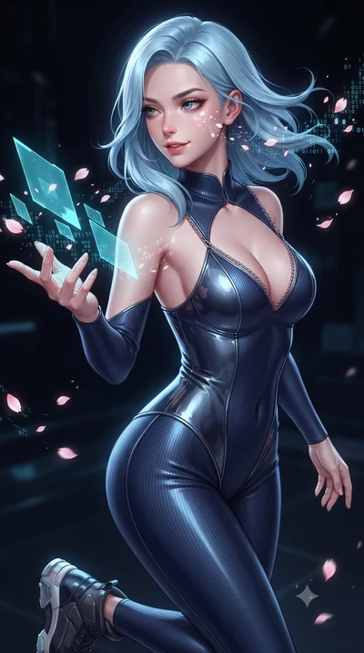 score_9, masterpiece, best quality, ultra-detailed, high-budget anime keyframe, editorial fashion photography, tasteful artistic composition, Korean woman. close-up cowboy shot from the waist and thighs up, the character dominates the composition, fi