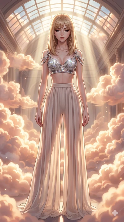 score_9, masterpiece, best quality, ultra-detailed, high-budget anime keyframe, editorial fashion photography, tasteful artistic composition, Japanese woman. cowboy shot from the thighs up, character and outfit filling the frame for maximum editorial