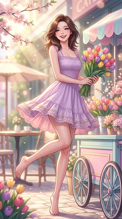 score_9, masterpiece, best quality, ultra-detailed, high-budget anime keyframe, editorial fashion photography, tasteful artistic composition, Korean woman. low angle full-body shot from head to toe showing her feet, filling the entire 9:16 vertical f