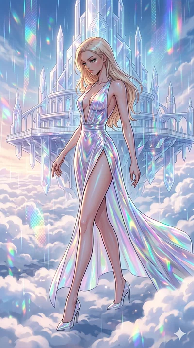 score_9, masterpiece, best quality, ultra-detailed, high-budget anime movie keyframe, cinematic anime lighting, intricate line art, Korean anime girl. Dynamic full-body shot stretching the vertical silhouette across the 9:16 frame. navigating a sea o