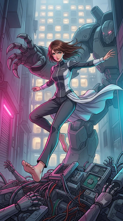 score_9, masterpiece, best quality, ultra-detailed, high-budget anime keyframe, editorial fashion photography, tasteful artistic composition, Korean woman. low angle full-body shot from head to toe showing her feet, filling the entire 9:16 vertical f