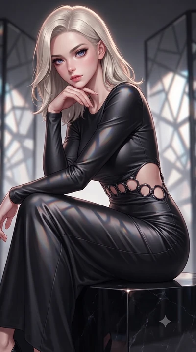 score_9, masterpiece, best quality, ultra-detailed, high-budget anime keyframe, editorial fashion photography, tasteful artistic composition, Caucasian woman. close-up cowboy shot from the waist and thighs up, the character dominates the composition,
