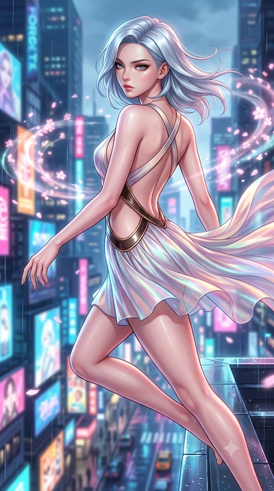 score_9, masterpiece, best quality, ultra-detailed, high-budget anime keyframe, editorial fashion photography, tasteful artistic composition, Korean woman. close-up cowboy shot from the waist and thighs up, the character dominates the composition, fi