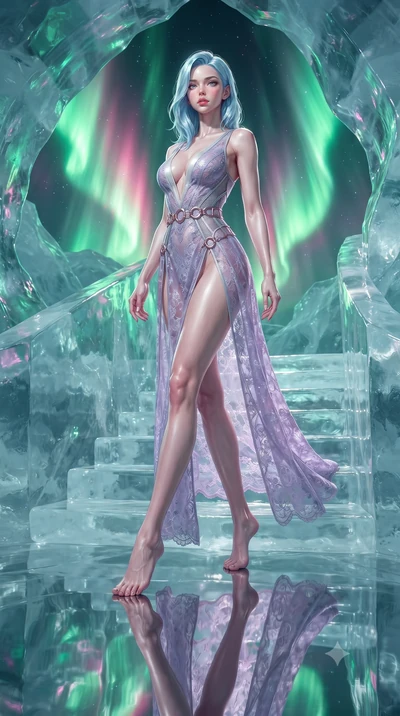 score_9, masterpiece, best quality, ultra-detailed, high-budget anime keyframe, editorial fashion photography, tasteful artistic composition, Korean woman. low angle full-body shot from head to toe showing her feet, filling the entire 9:16 vertical f