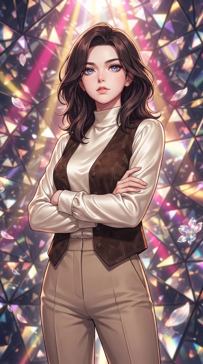 score_9, masterpiece, best quality, ultra-detailed, high-budget anime keyframe, gorgeous anime illustration, with clean line-art, distinct ink outlines, and high-contrast stereoscopic depth, Korean woman. close-up cowboy shot from the waist and thigh