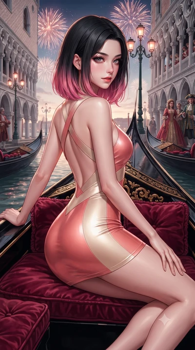 score_9, masterpiece, best quality, ultra-detailed, high-budget anime keyframe, editorial fashion photography, tasteful artistic composition, Korean woman. close-up cowboy shot from the waist and thighs up, the character dominates the composition, fi