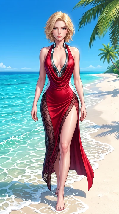 score_9, masterpiece, best quality, ultra-detailed, high-budget anime keyframe, semi-realistic 3D game render, editorial fashion photography, tasteful artistic composition, Caucasian woman. close-up cowboy shot from the waist and thighs up, the chara
