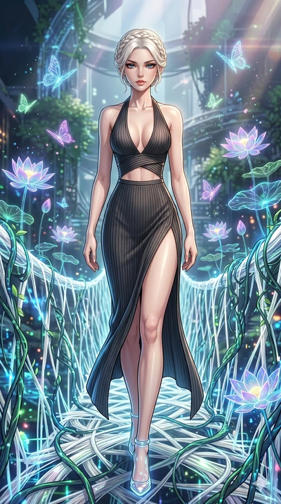 score_9, masterpiece, best quality, ultra-detailed, High-budget Anime Keyframe, vibrant colors, fluid line-art, expressive lighting, cinematic composition, Ufotable-style visual effects, top-tier animation quality, Caucasian woman with pale skin and 