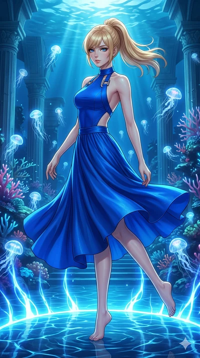 score_9, masterpiece, best quality, ultra-detailed, high-budget anime keyframe, editorial fashion photography, tasteful artistic composition, Caucasian woman, strictly human ears. low angle full-body shot from head to toe showing her feet, filling th