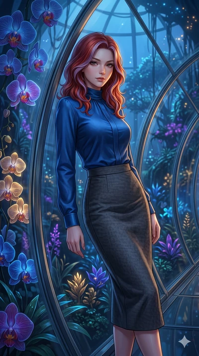 score_9, masterpiece, best quality, ultra-detailed, high-budget anime keyframe, editorial fashion photography, tasteful artistic composition, Caucasian woman, strictly human ears. cowboy shot from the thighs up, character and outfit filling the frame