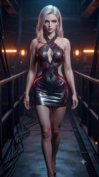 score_9, masterpiece, best quality, ultra-detailed, high-budget anime keyframe, editorial fashion photography, tasteful artistic composition, Caucasian woman. close-up cowboy shot from the waist and thighs up, the character dominates the composition,