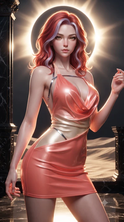 score_9, masterpiece, best quality, ultra-detailed, high-budget anime keyframe, editorial fashion photography, tasteful artistic composition, Caucasian woman. close-up cowboy shot from the waist and thighs up, the character dominates the composition,