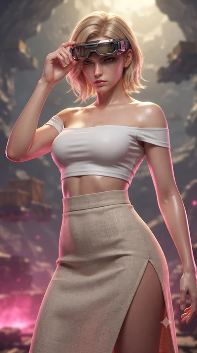 score_9, masterpiece, best quality, ultra-detailed, high-budget anime keyframe, editorial fashion photography, tasteful artistic composition, realistic cosplay photography, Caucasian woman, strictly human ears. close-up cowboy shot from the waist and
