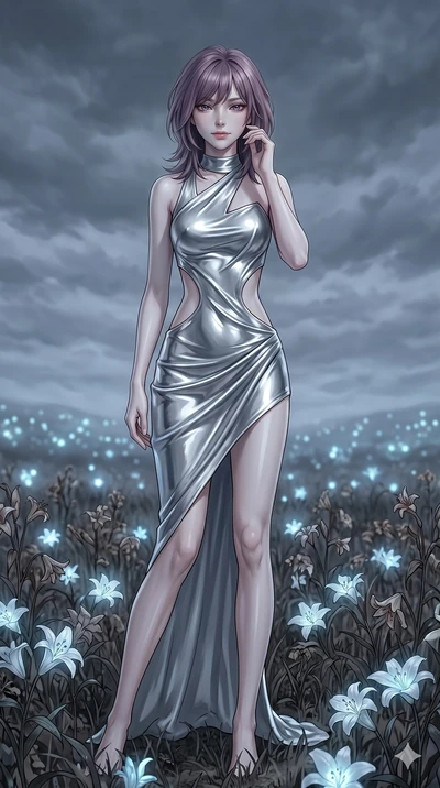 score_9, masterpiece, best quality, ultra-detailed, high-budget anime keyframe, editorial fashion photography, tasteful artistic composition, Japanese woman. cowboy shot from the thighs up, character and outfit filling the frame for maximum editorial