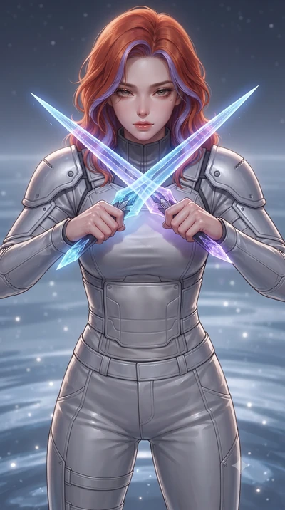 score_9, masterpiece, best quality, ultra-detailed, high-budget anime keyframe, editorial fashion photography, tasteful artistic composition, Caucasian woman. close-up cowboy shot from the waist and thighs up, the character dominates the composition,