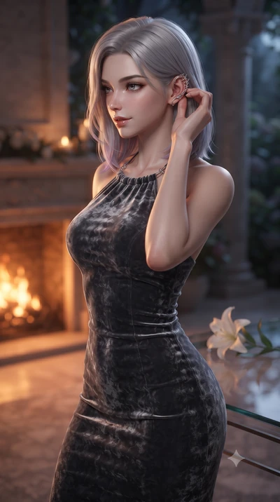 score_9, masterpiece, best quality, ultra-detailed, high-budget anime keyframe, editorial fashion photography, tasteful artistic composition, Caucasian woman. close-up cowboy shot from the waist and thighs up, the character dominates the composition,