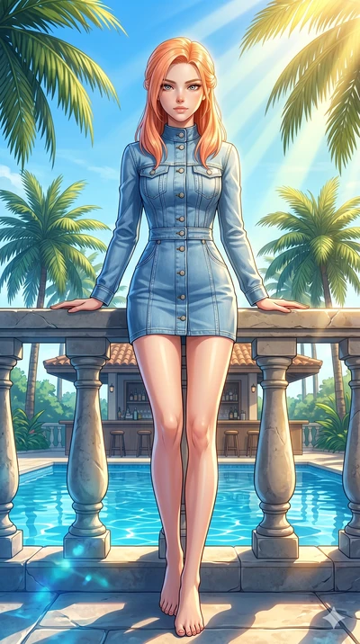 score_9, masterpiece, best quality, ultra-detailed, high-budget anime keyframe, editorial fashion photography, tasteful artistic composition, Japanese woman. low angle full-body shot from head to toe showing her feet, filling the entire 9:16 vertical