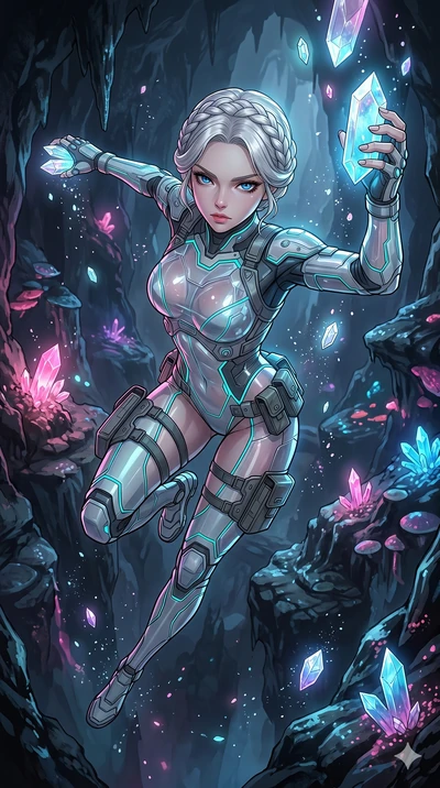 score_9, masterpiece, best quality, ultra-detailed, high-budget anime movie keyframe, cinematic anime lighting, intricate line art, Korean woman. Extreme high angle shot as she leaps towards the camera, filling the frame. twisting in mid-air while ca