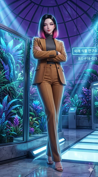 score_9, masterpiece, best quality, ultra-detailed, high-budget anime keyframe, editorial fashion photography, tasteful artistic composition, Korean woman. low angle full-body shot from head to toe showing her feet, filling the entire 9:16 vertical f