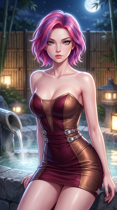 score_9, masterpiece, best quality, ultra-detailed, high-budget anime keyframe, editorial fashion photography, tasteful artistic composition, Caucasian woman. close-up cowboy shot from the waist and thighs up, the character dominates the composition,