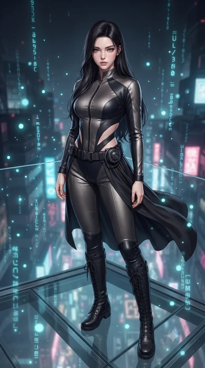 score_9, masterpiece, best quality, ultra-detailed, high-budget anime keyframe, editorial fashion photography, tasteful artistic composition, Korean woman. low angle full-body shot from head to toe showing her feet, filling the entire 9:16 vertical f