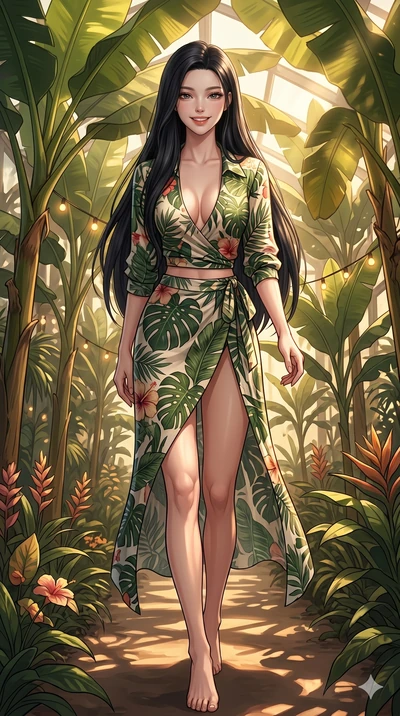 score_9, masterpiece, best quality, ultra-detailed, high-budget anime keyframe, editorial fashion photography, tasteful artistic composition, Korean woman. cowboy shot from the thighs up, character and outfit filling the frame for maximum editorial p