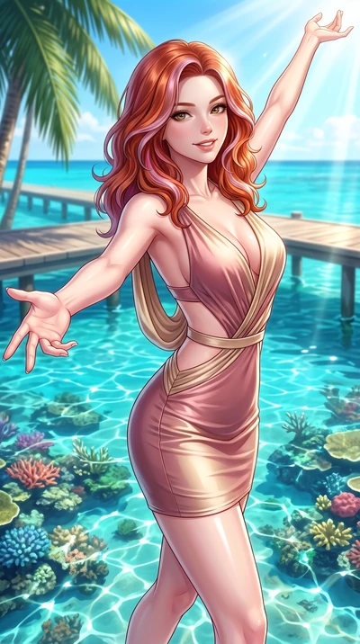 score_9, masterpiece, best quality, ultra-detailed, high-budget anime keyframe, editorial fashion photography, tasteful artistic composition, Caucasian woman. close-up cowboy shot from the waist and thighs up, the character dominates the composition,
