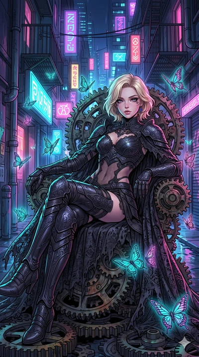 score_9, masterpiece, best quality, ultra-detailed, high-budget anime movie keyframe, cinematic anime lighting, intricate line art, Caucasian (strictly human ears) woman. Low angle cowboy shot filling the entire 9:16 frame with her statuesque presenc