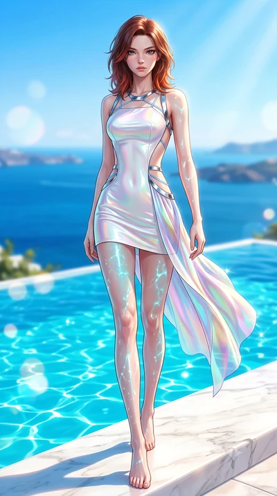 score_9, masterpiece, best quality, ultra-detailed, high-budget anime keyframe, semi-realistic 3D game render, editorial fashion photography, tasteful artistic composition, Korean woman. low angle full-body shot from head to toe showing her feet, fil