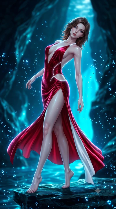 score_9, masterpiece, best quality, ultra-detailed, high-budget anime keyframe, semi-realistic 3D game render, editorial fashion photography, tasteful artistic composition, Korean woman. low angle full-body shot from head to toe showing her feet, fil