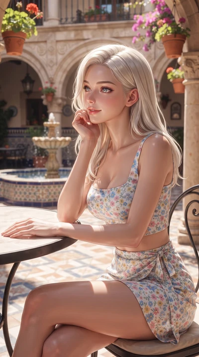 score_9, masterpiece, best quality, ultra-detailed, high-budget anime keyframe, editorial fashion photography, tasteful artistic composition, Caucasian woman woman. close-up cowboy shot from the waist and thighs up, the character dominates the compos
