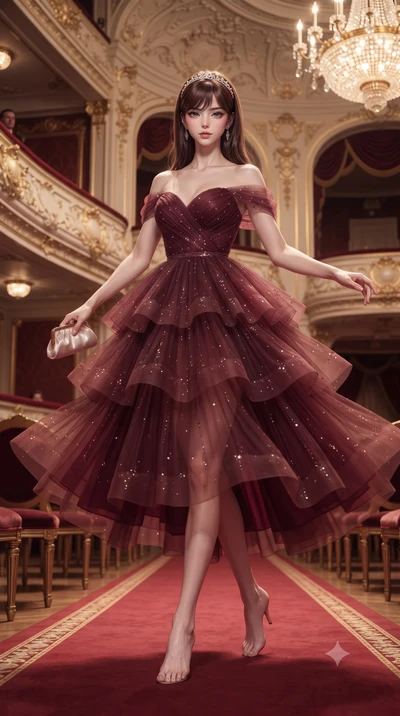 score_9, masterpiece, best quality, ultra-detailed, high-budget anime keyframe, editorial fashion photography, tasteful artistic composition, Korean woman. low angle full-body shot from head to toe showing her feet, filling the entire 9:16 vertical f