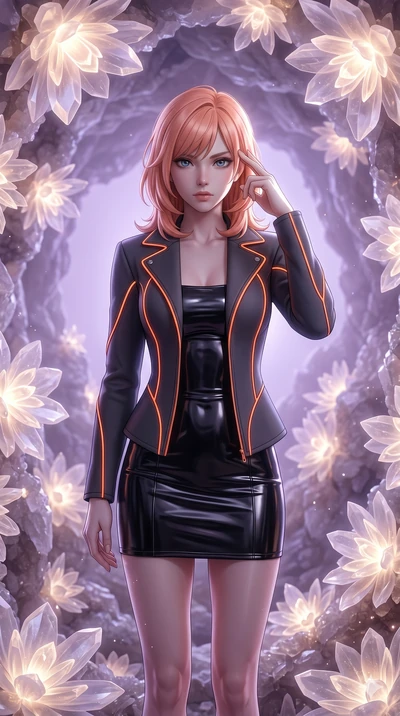 score_9, masterpiece, best quality, ultra-detailed, high-budget anime keyframe, editorial fashion photography, tasteful artistic composition, Japanese woman. cowboy shot from the thighs up, character and outfit filling the frame for maximum editorial