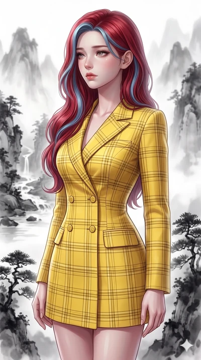 score_9, masterpiece, best quality, ultra-detailed, high-budget anime keyframe, editorial fashion photography, tasteful artistic composition, Caucasian woman, strictly human ears. close-up cowboy shot from the waist and thighs up, the character domin