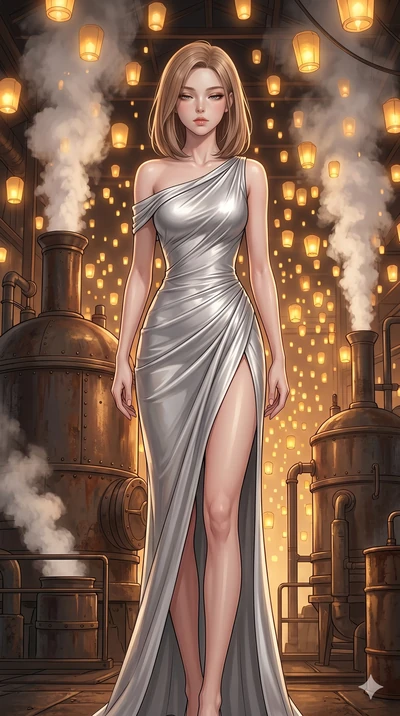score_9, masterpiece, best quality, ultra-detailed, high-budget anime keyframe, editorial fashion photography, tasteful artistic composition, Korean woman. cowboy shot from the thighs up, character and outfit filling the frame for maximum editorial p