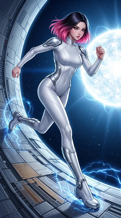 score_9, masterpiece, best quality, ultra-detailed, high-budget anime keyframe, editorial fashion photography, tasteful artistic composition, Korean woman. low angle full-body shot from head to toe showing her feet, filling the entire 9:16 vertical f